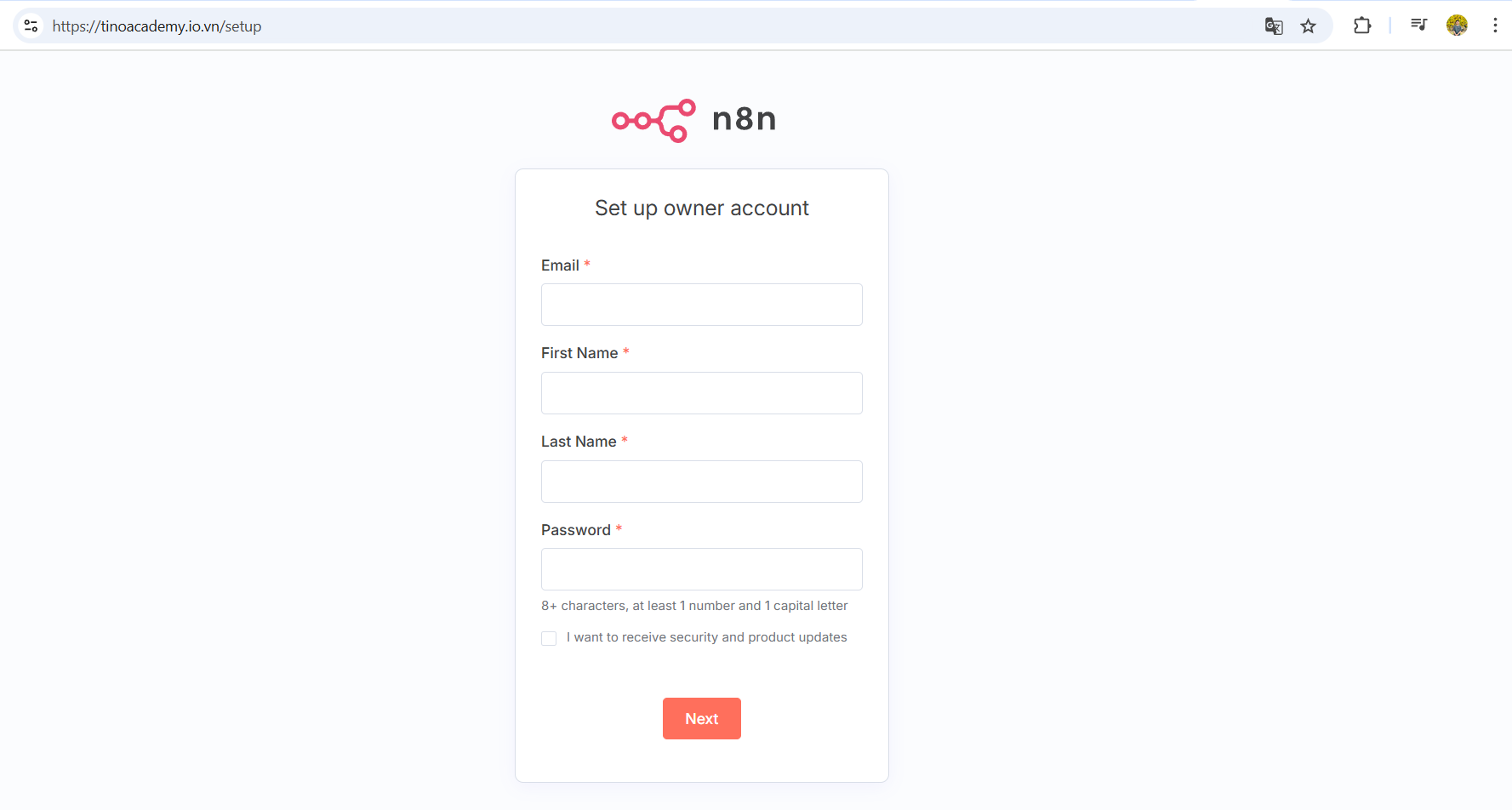 truy cập vào giao diện n8n