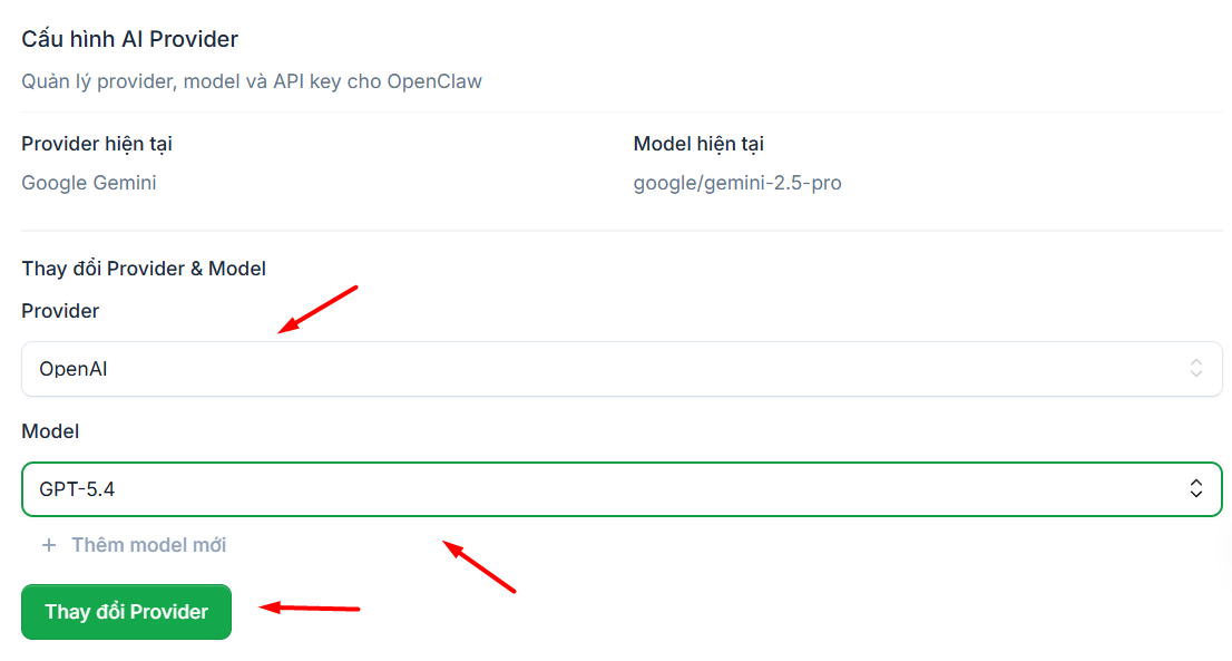 Tích hợp nền tảng AI và khai báo API Key